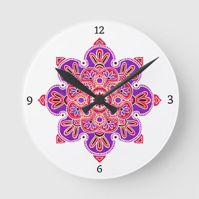 Round Wall Clock with Red Medallion (Front)