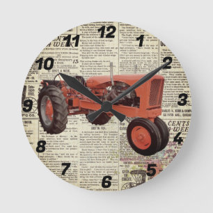 Round Wall Tractor Clock