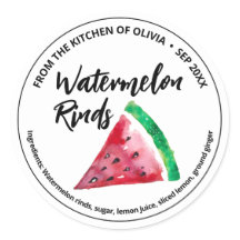Round Watermelon Rind Canning Sticker