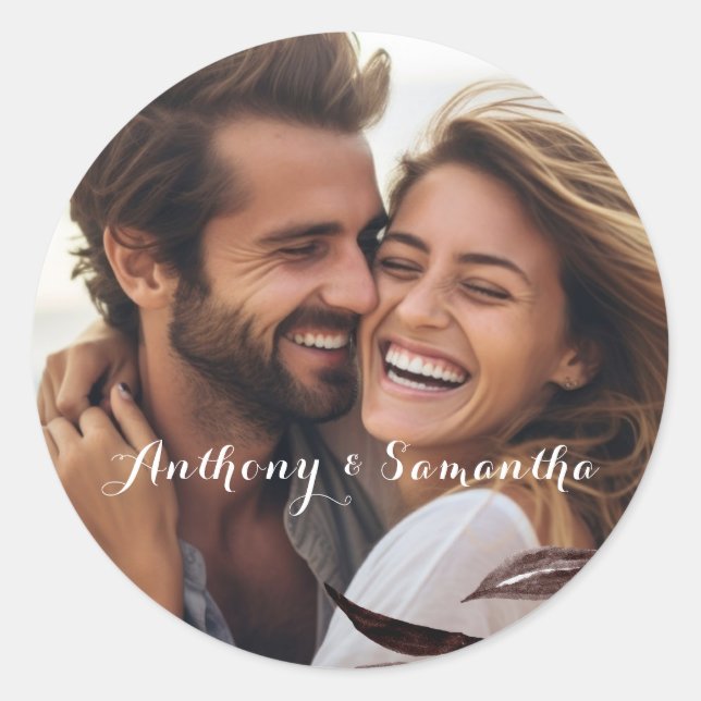 Round Wedding Couple Sticker (Front)