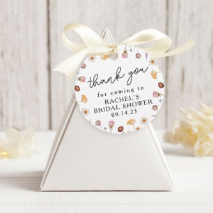 Round Wildflower Bridal Shower Floral Favour Tag