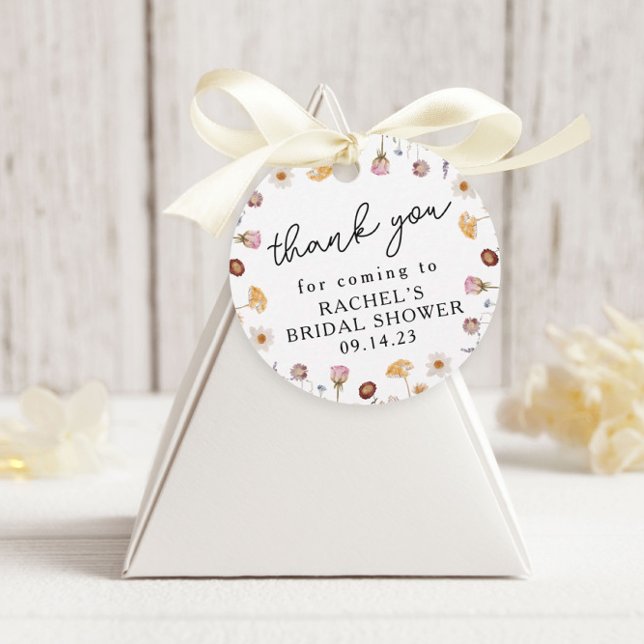 Round Wildflower Bridal Shower Floral Favour Tag (Creator Uploaded)