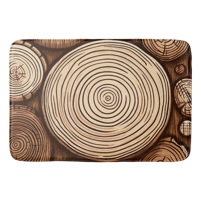 Round Wood Tree Logs Wooden Woodland Forest  Bath Mat (Front)