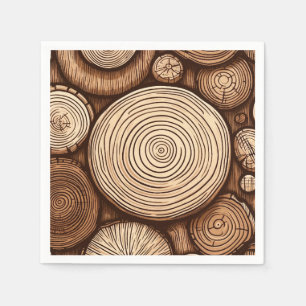 Round Wood Tree Logs Wooden Woodland Forest  Napkin