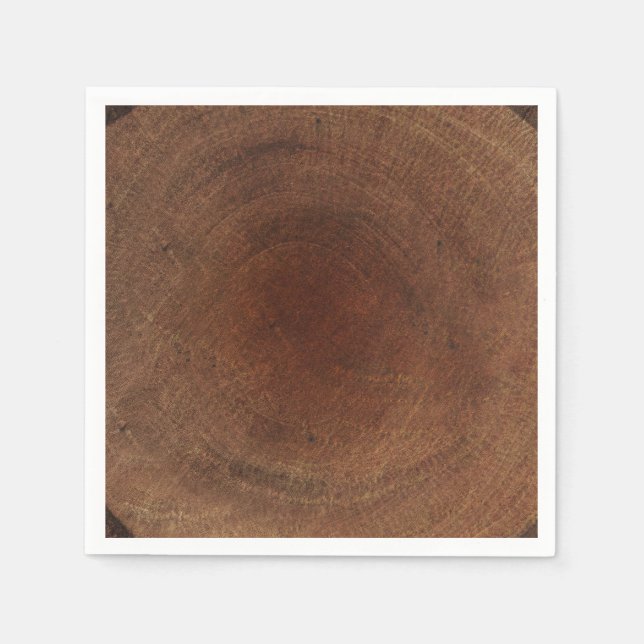 Round Wood Tree Trunk Bark Rustic Nature Natural Napkin (Front)