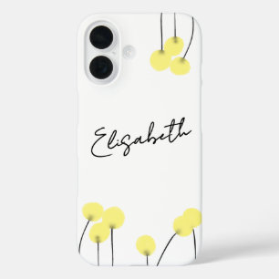 Round yellow flowers with your name and subject iPhone 16 case