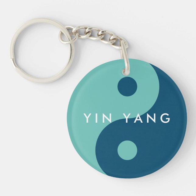 Round Yin Yang logo custom photo keychains (Front)