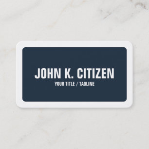 Rounded Blue & White Bold Text Wide Border Business Card