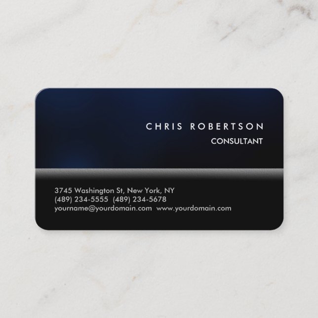 Rounded Corner Black Blue Pattern Business Card (Front)