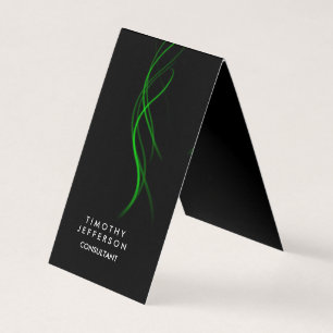 Rounded Corner Black Green Curves Elegant Modern Business Card