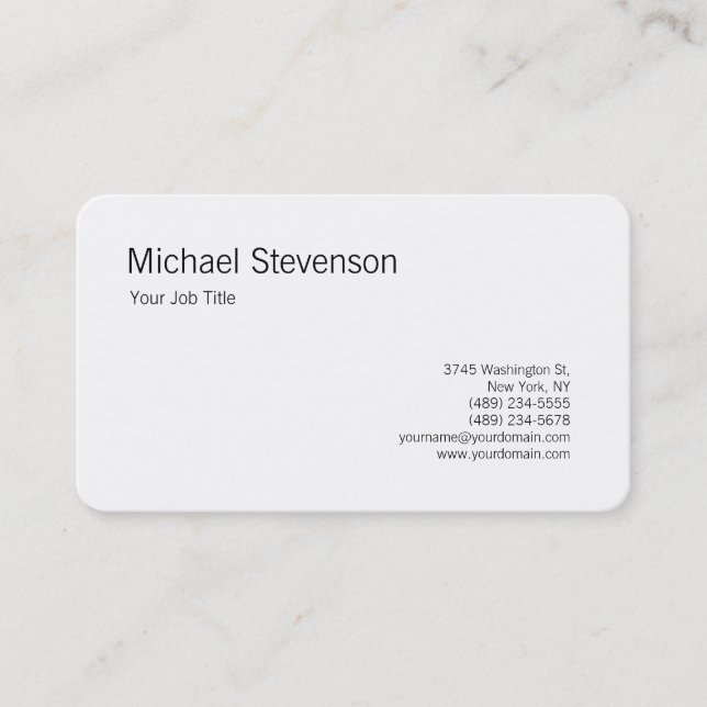 Rounded Corner Black White Personalized Business Card (Front)