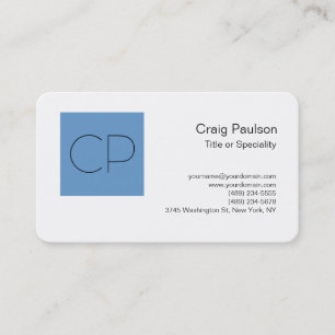 Rounded Corner Blue White Monogram Business Card