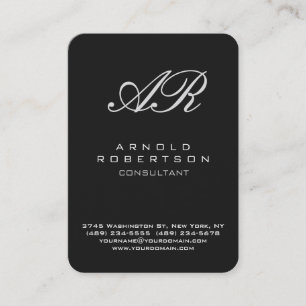 Rounded Corner Calligraphic Monogram Business Card