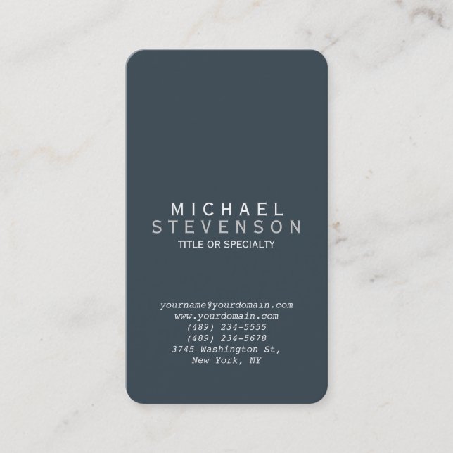 Rounded Corner Charcoal Grey Plain Business Card (Front)