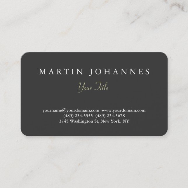 Rounded Corner Elegant Plain Artist Business Card (Front)