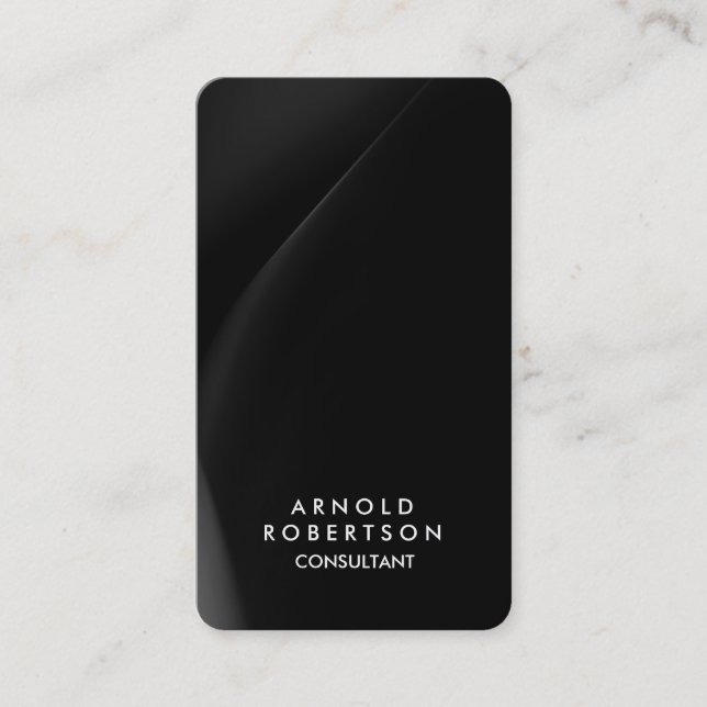 Rounded Corner Grey Black Elegant Business Card (Front)