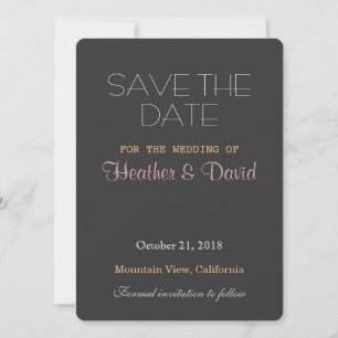 Rounded Corner Grey Save Date Wedding Invitation