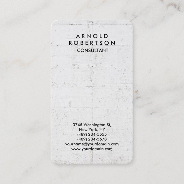 Rounded Corner Grey Wall Elegant Unique Business Card (Front)