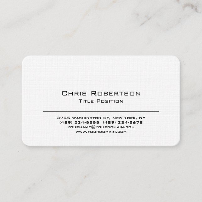 Rounded Corner Linen Charming Business Card (Front)