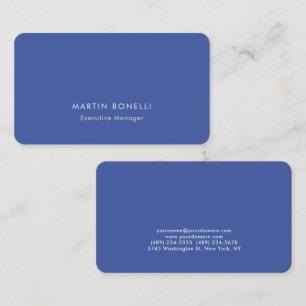 Rounded Corner Medium Blue Plain Minimalist Business Card