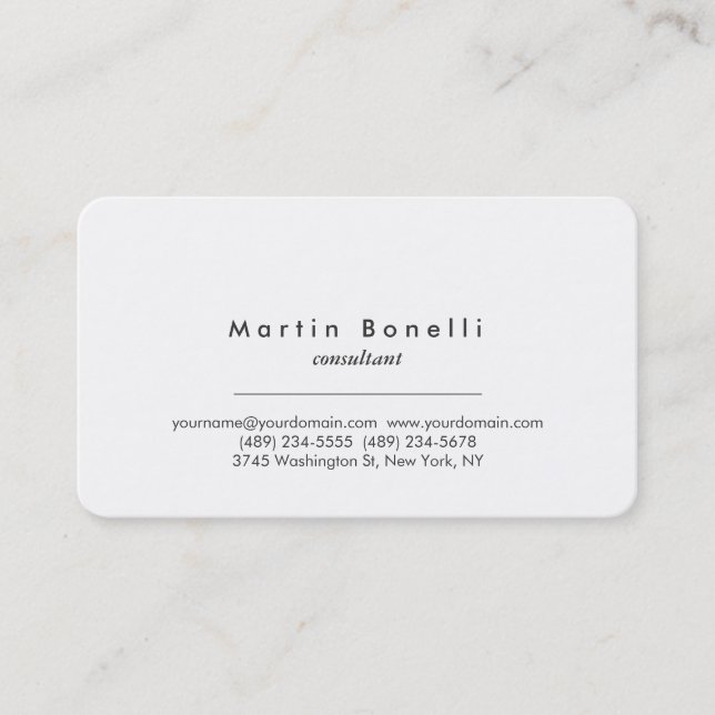 Rounded Corner Minimalist Plain Business Card (Front)