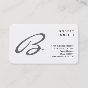 Rounded Corner Plain Script Monogram Business Card