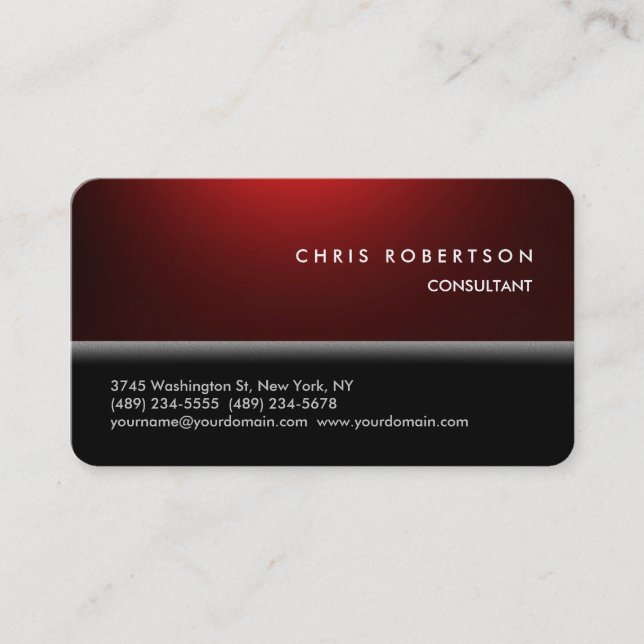 Rounded Corner Red Black Trendy Business Card (Front)