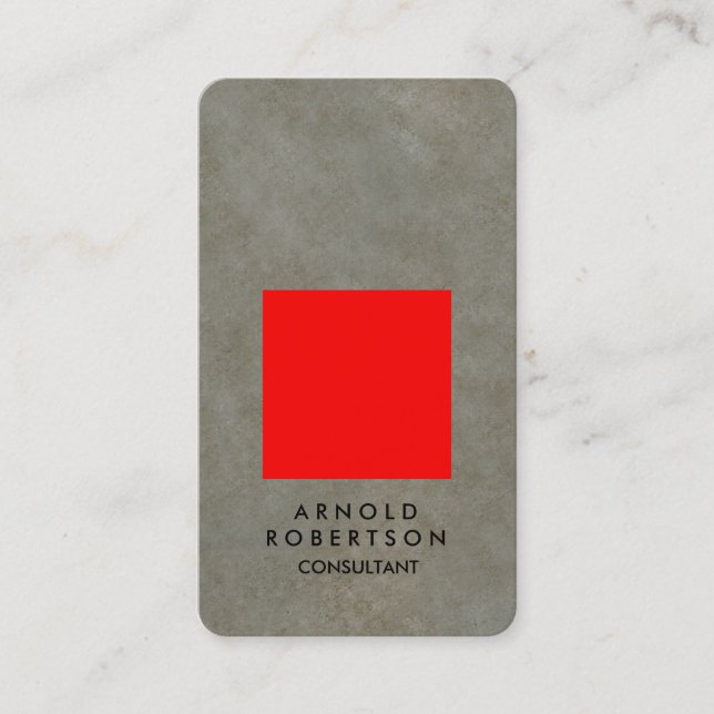 Rounded Corner Red Grey Stone Wall Elegant Business Card (Front)