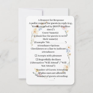 Rounded corner RSPV Card Watercolors Floral