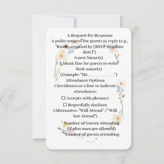 Rounded corner RSPV Card Watercolors Floral