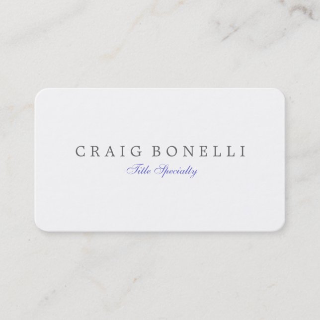 Rounded Corner Sophisticated Script Business Card (Front)