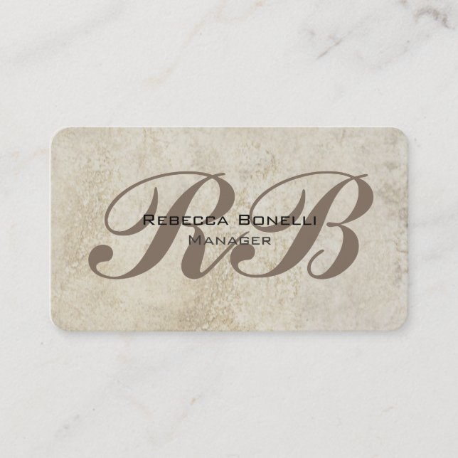 Rounded Corner Stone Wall Monogram Unique Business Card (Front)