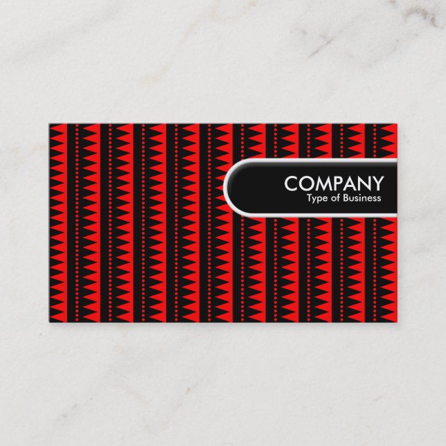 Rounded Edge Tag - Aztec Pattern - Red (Front)