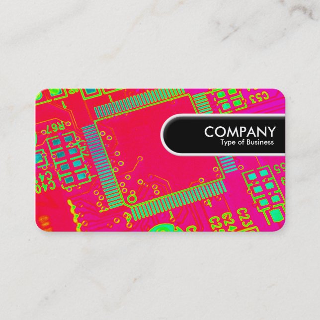 Rounded Edge Tag - Colourful Abstract Circuitry (Front)