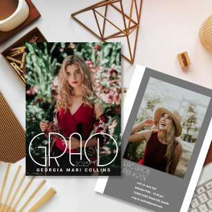 Rounded Grad Headline Graduation Invitation