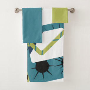 Rounded Mid-Century Modern Rectangles  Bath Towel Set
