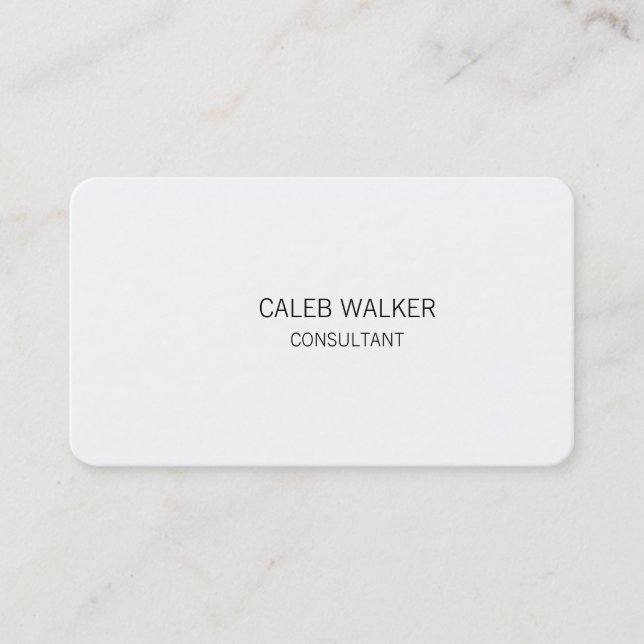 Rounded Plain Simple White Attractive Two Sided Business Card (Front)