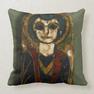 Rounded plaque, depicting Christ or a saint, late Throw Pillow