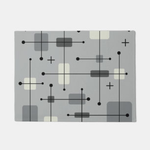 Rounded Rectangles Squares Grey Doormat