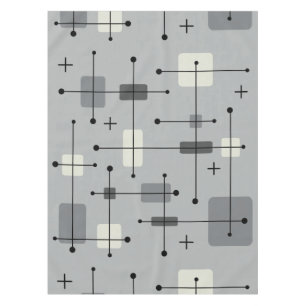 Rounded Rectangles Squares Grey Tablecloth