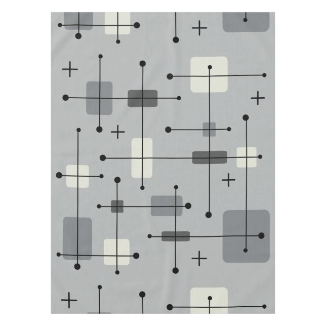 Rounded Rectangles Squares Grey Tablecloth (Front)