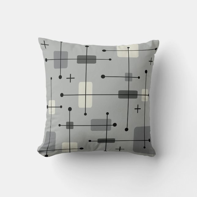 Rounded Rectangles Squares Grey Throw Pillow (Front)