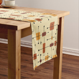Rounded Rectangles Squares Orange Short Table Runner