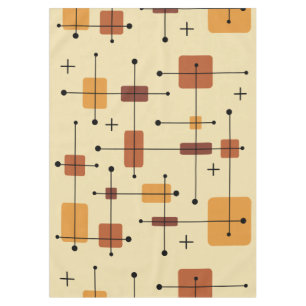 Rounded Rectangles Squares Orange Tablecloth