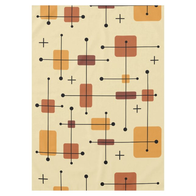 Rounded Rectangles Squares Orange Tablecloth (Front)