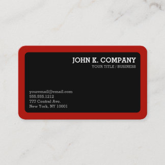 Rounded Red Border Black Minimal Professional Business Card