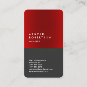 Rounded Red Stripe Grey Professional Business Card