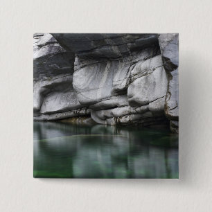 Rounded Rock Cliff by Verzasca River 2 Inch Square Button