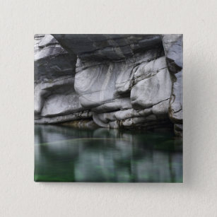 Rounded Rock Cliff by Verzasca River 2 Inch Square Button