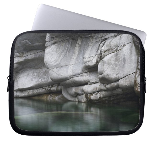 Rounded Rock Cliff by Verzasca River Laptop Sleeve (Front)